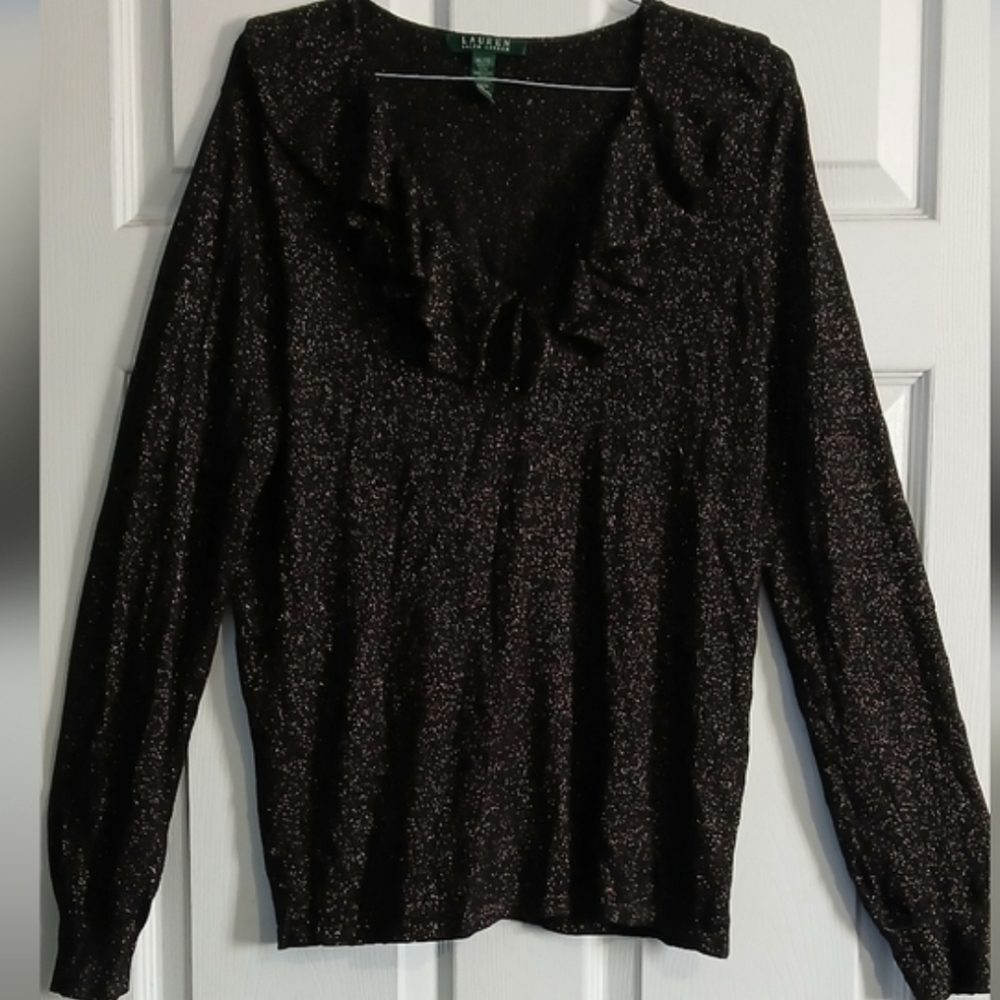 Lauren Ralph Lauren Glittering Black Blouse - Picture 5 of 5